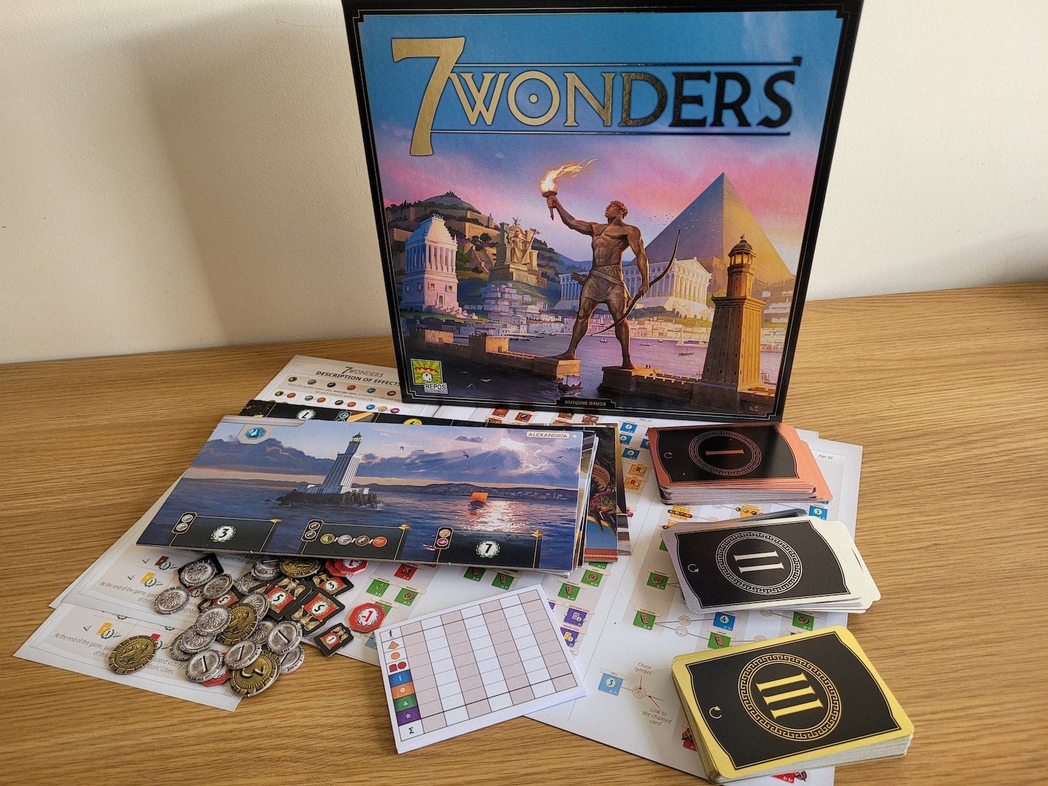 7 Wonders Board Game, Cards and counters