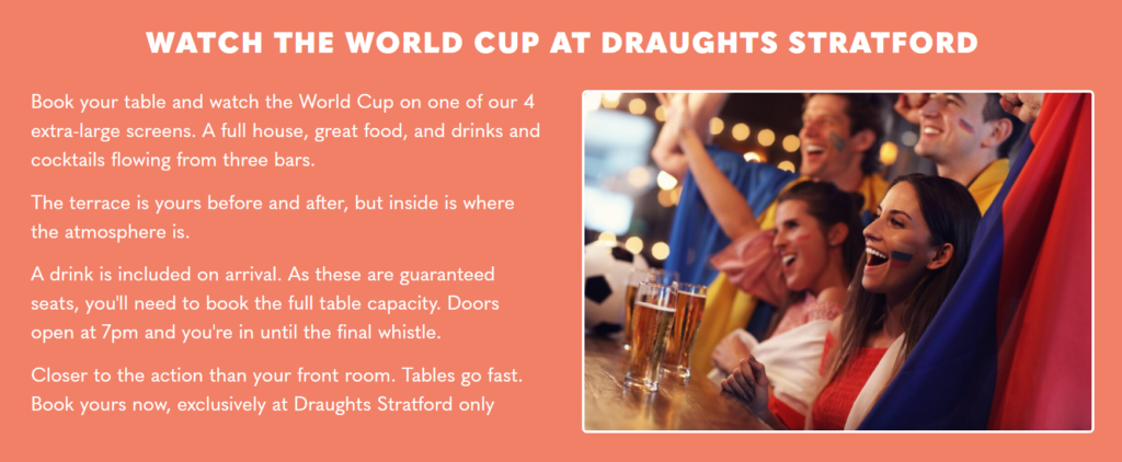 World Cup at Draughts Stratford